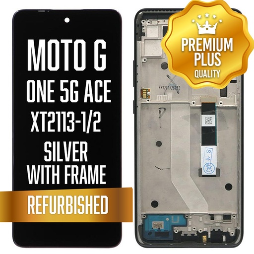 [LCD-XT2113-1-WF-SI] LCD with frame for Motorola One 5G Ace (XT2113-1 / 2) - Silver (Premium/ Refurbished)