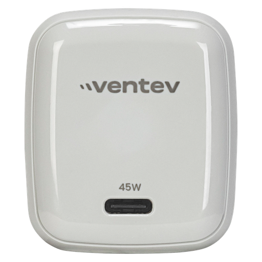 [WC45-CC264928] Ventev - Ultrafast Gan Mini 45w Wall Charger And 5a Usb C To Usb C Cable - White