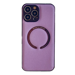 [CS-S24U-LSWC-PU] Leather Style Wireless Charging Case for Galaxy S24 Ultra - Purple