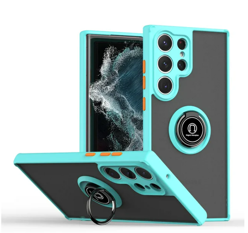 [CS-S24-MTR-BKLB] Matte Ring Case for Galaxy S24 - Black & Light Blue