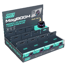 [SWAY-12PACK-MAGBOOM] Sway - Magboom Led Magnetic Bluetooth Speaker 12 Pack - Black