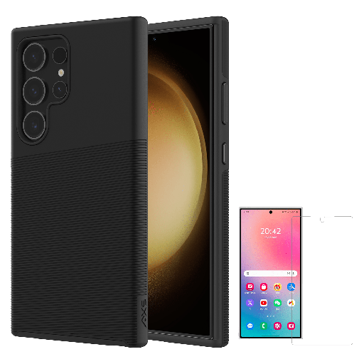 [PSAMR1040] Axs - Protech Plus Case And Armorglass Screen Protector For Samsung Galaxy S24 Ultra - Black