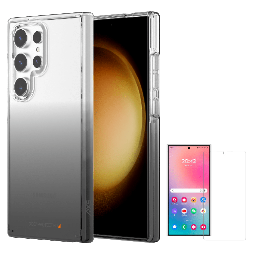 [PSGCS1031] Axs - Crystal Shield D3o Case And Armorglass Screen Protector For Samsung Galaxy S24 Ultra - Smoke Gradient