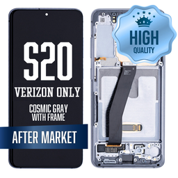 [LCD-S20-WF-HQ-BK-V] OLED Assembly for Samsung Galaxy S20 With Frame - Cosmic Gray (Verizon 5G UW Frame) (High Quality - Aftermarket)