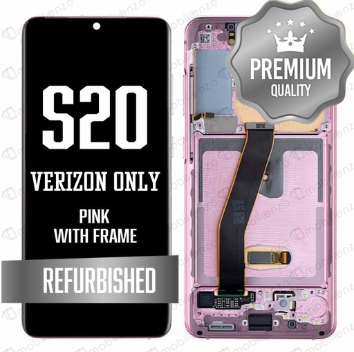 [LCD-S20-WF-PN-V] OLED Assembly for Samsung Galaxy S20 With Frame - Cloud Pink (Verizon 5G UW Frame) (Refurbished)