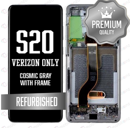 [LCD-S20-WF-BK-V] OLED Assembly for Samsung Galaxy S20 With Frame - Cosmic Gray (Verizon 5G UW Frame) (Refurbished)