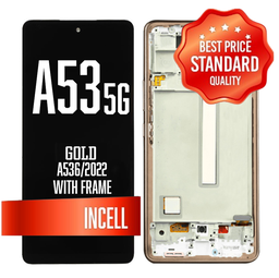[LCD-A536-WF-STD-GO] LCD with frame for Galaxy A53 5G (A536 / 2022) (Without Finger Print Sensor) - Gold (Standard Quality/INCELL)