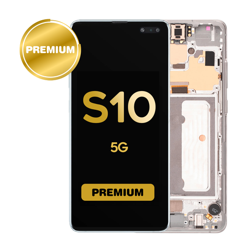 [LCD-S105G-WF-SI] OLED Assembly for Samsung Galaxy S10 5G (G977) with Frame - Silver (Premium)