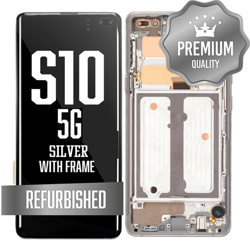 [LCD-S105G-WF-SI] OLED Assembly for Samsung Galaxy S10 5G with Frame - Silver (Refurbished)