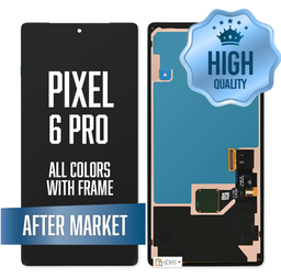 [LCD-GP6P-WF-HQ-BK] OLED Assembly for Google Pixel 6 Pro with frame - without fingerprint sensor - Black (High Quality / Aftermarket)