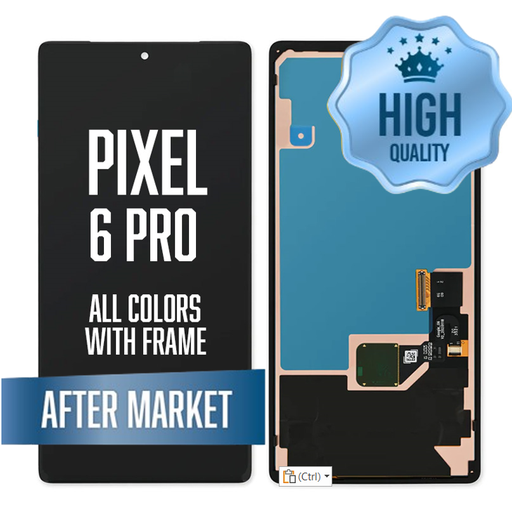 [LCD-GP6P-WF-HQ-BK] OLED Assembly for Google Pixel 6 Pro with frame - without fingerprint sensor - Black (High Quality / Aftermarket)