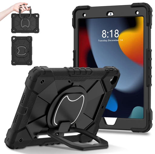 [CS-IP10-RGH-BK] Heavy Duty Rugged Case with Rotating Handle for iPad 11 (2025) / iPad 10 (2022) - Black