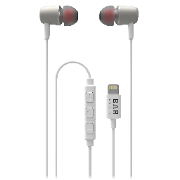 [BAR-IN-EAR-LIGHT] Bar Audio - Apple Lightning In Ear Wired Headphones - White