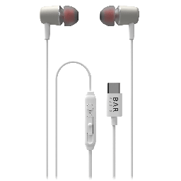 [BAR-IN-EAR-TYPE-C] Bar Audio - Usb C In Ear Wired Headphones - White