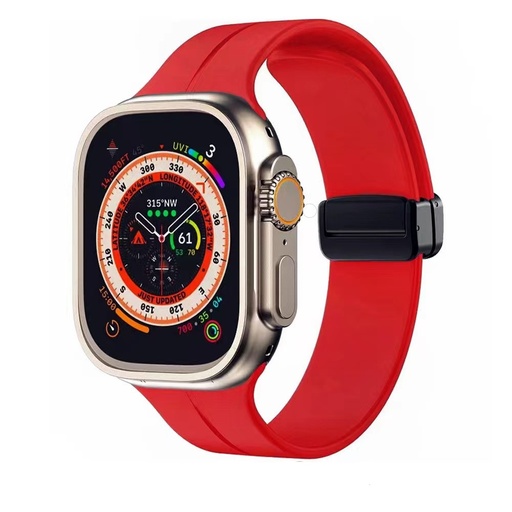 [CS-IW38-MFB-RD] Magnetic Folding Buckle Silicone Strap Band for iWatch 38/40/41mm - Red