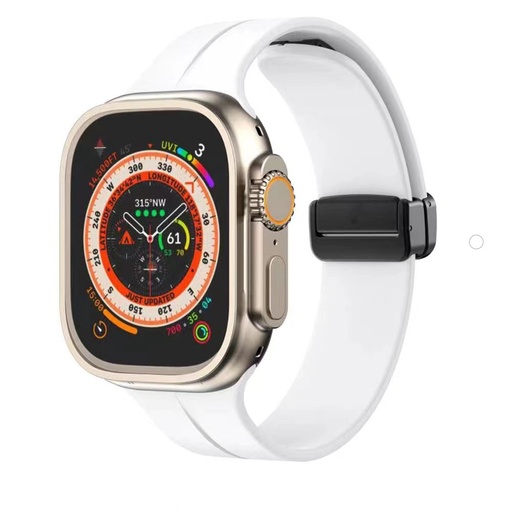 [CS-IW38-MFB-WH] Magnetic Folding Buckle Silicone Strap Band for iWatch 38/40/41mm - White