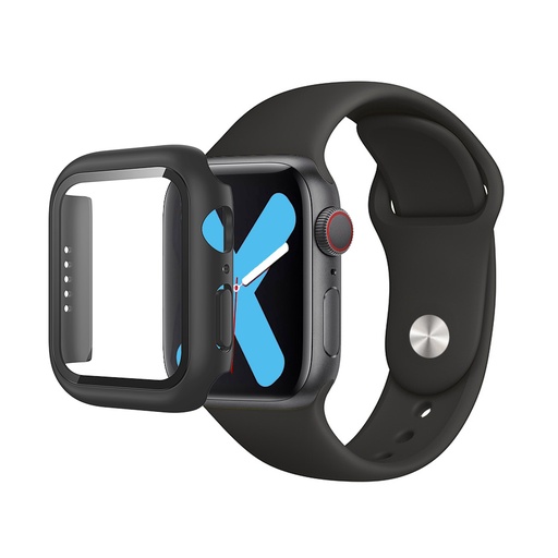 [CS-IW40-PST-BK] Premium Silicone Band & Bumper w/Tempered Glass iWatch 40mm - Black