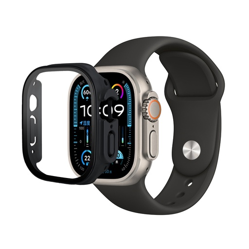 [CS-IW49-PST-BK] Premium Silicone Band & Bumper w/Tempered Glass iWatch 49mm - Black