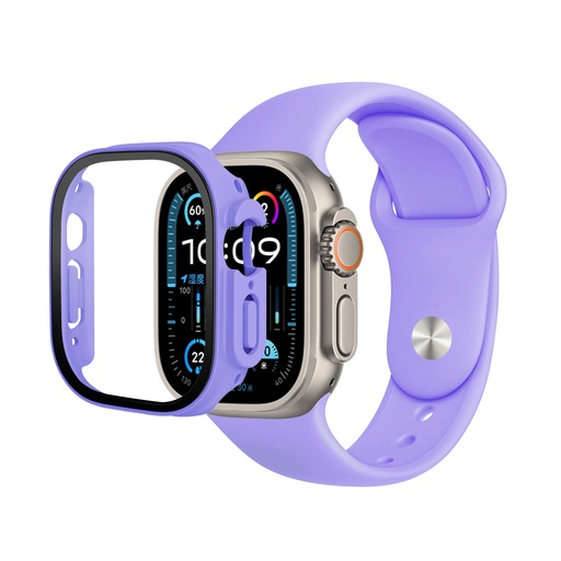 [CS-IW49-PST-PU] Premium Silicone Band & Bumper w/Tempered Glass iWatch 49mm - Purple