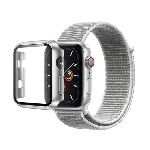 [CS-IW42-NWT-SI] N-Loop Weave Band & Bumper w/Tempered Glass For iWatch 42mm - Silver