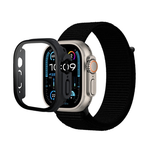 [CS-IW49-NWT-BK] Nylon Weave iWatch Band & Bumper w/tempered glass 49mm - Black