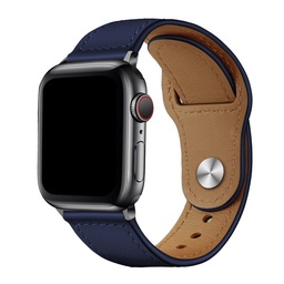 [CS-IW42-LRB-NA] Leather Band with Reverse Buckle for iWatch 42/44/45/49mm - Navy Blue