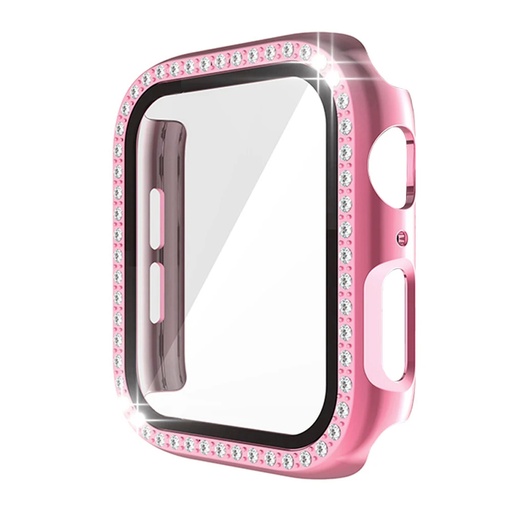 [CS-IW38-DHT-ROGO] Diamond Hard PC Case w/Tempered Glass For iWatch 38mm - Rose Gold