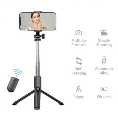 [AC-SS-G5] Portable Selfie Stick Tripod with Bluetooth Remote Shutter  - (G5-108cm)