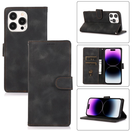 [CS-I14P-HSW-BK] Handy Stylish Wallet Case for iPhone 14 Pro - Black