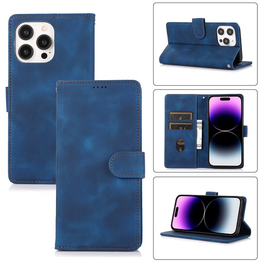 [CS-I14-HSW-BL] Handy Stylish Wallet Case for iPhone 16e / 14 / 13 - Blue