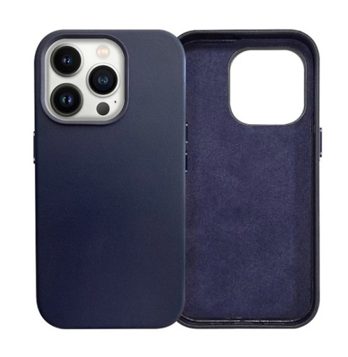 [CS-I14PM-ALC-DB] Leatherette Case with inner Magsafe for iPhone 14 Pro Max - Dark Blue