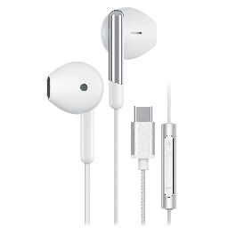 [SWAY-CBUDS-WHT] Sway - C-buds Premium Usb C Connection Braided Earbuds With Mic And Volume Control - White