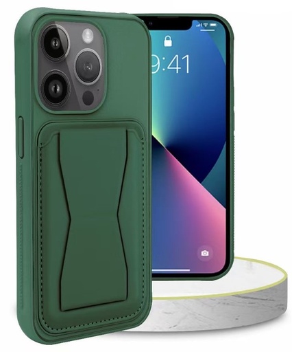 [CS-I14P-LCS-DGR] Magnetic Leather Card Case with Stand for iPhone 14 Pro - Dark Green