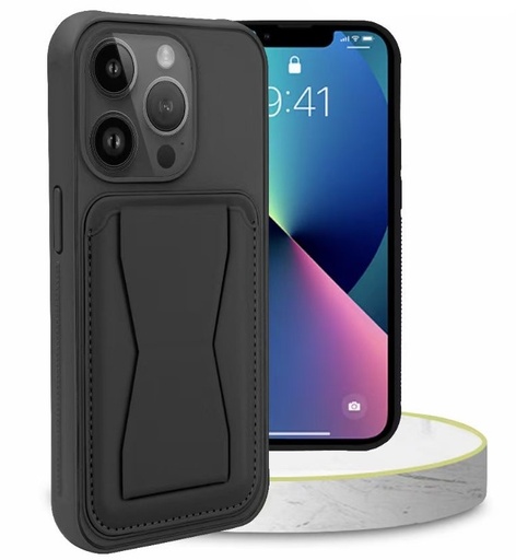[CS-I12PM-LCS-BK] Magnetic Leather Card Case with Stand for iPhone 12 Pro Max - Black