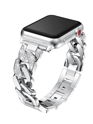 [CS-IW38-DBS-SI] Diamond Bracelet Steel Band for iWatch 38/40/41mm - Silver