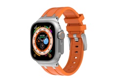 [CS-IW42-APS-OR] Sport Ap Silicone Band for iWatch 42/45/44/49mm- Silver Orange
