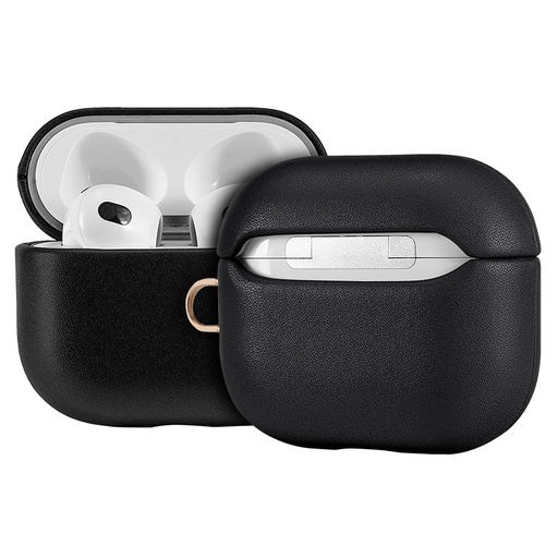 [CS-AP3-LCF-BK] Leather (Imported Cowhide Fabric) Case for AirPods Pro (3rd Gen) - Black