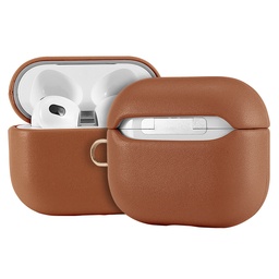 [CS-AP3-LCF-BR] Leather (Imported Cowhide Fabric) Case for  for AirPods (3rd Gen) - Brown