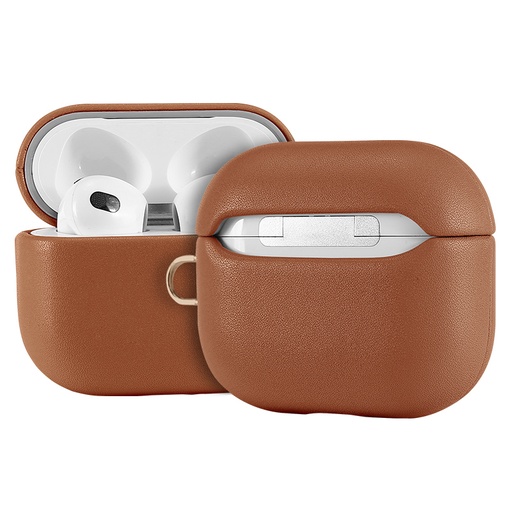 [CS-AP3-LCF-BR] Leather (Imported Cowhide Fabric) Case for AirPods (3rd Gen) - Brown