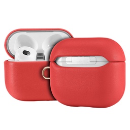 [CS-AP3-LCF-RD] Leather (Imported Cowhide Fabric) Case for  for AirPods (3rd Gen) - Red
