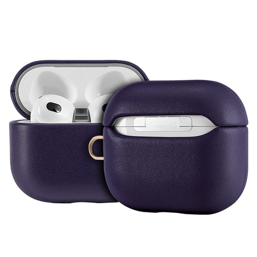 [CS-AP3-LCF-PU] Leather (Imported Cowhide Fabric) Case for AirPods (3rd Gen) - Purple
