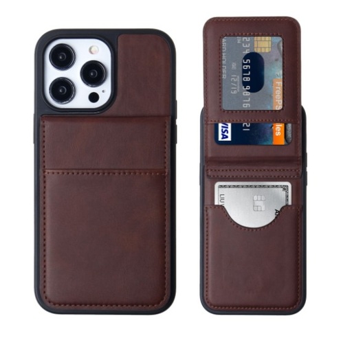 [CS-I14PM-KW214-BR] Card Holder Case for iPhone 14 Pro Max - Brown