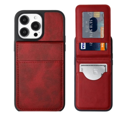 [CS-I12-KW214-RD] Card Holder Case for iPhone 12 / 12 Pro - Red