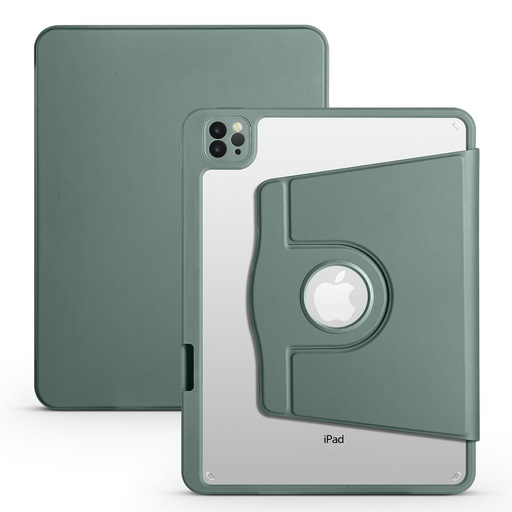 [CS-IPR129-RFB-DGR] Rotating Full Body Magnet Case for  iPad 12.9" (3rd-4th-5th Generation) & Air 13 (2024/2025) - Dark Green