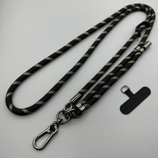 [AC-CLS-8M-BKW] Adjustable Crossbody Lanyard Strap (8mm Thick) - Black Wave