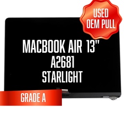 [LCD-MB-A2681-PA-ST] Complete LCD Assembly set for Macbook Air 13"  (A2681) - Used Oem Pull - Grade A (Starlight)