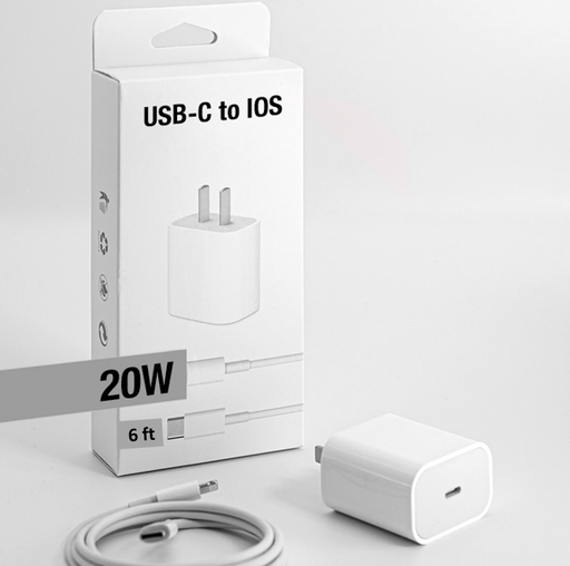 [ACE-USB-C2L-20W2-WB] Type-C / PD Fast Charger / 20W Power Adapter with Type-C to Lightning Cable (6 ft) 