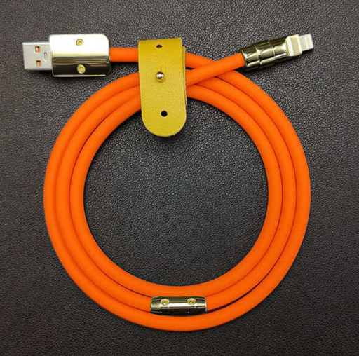 [ACE-USB-SSC-IOS1-OR] Silicon Soft Fast Charging Cable - USB-A to Lightning  (3 ft) - Orange