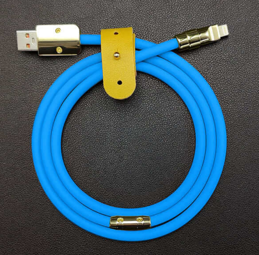 [ACE-USB-SSC-IOS2-BL] Silicon Soft Fast Charging Cable - USB-A to Lightning  (6 ft)- Blue