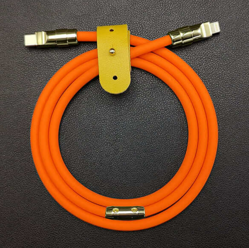 [ACE-USB-SSC-C2L2-OR] Silicon Soft Fast Charging Cable - Type C to Lightning - 6 ft - Orange